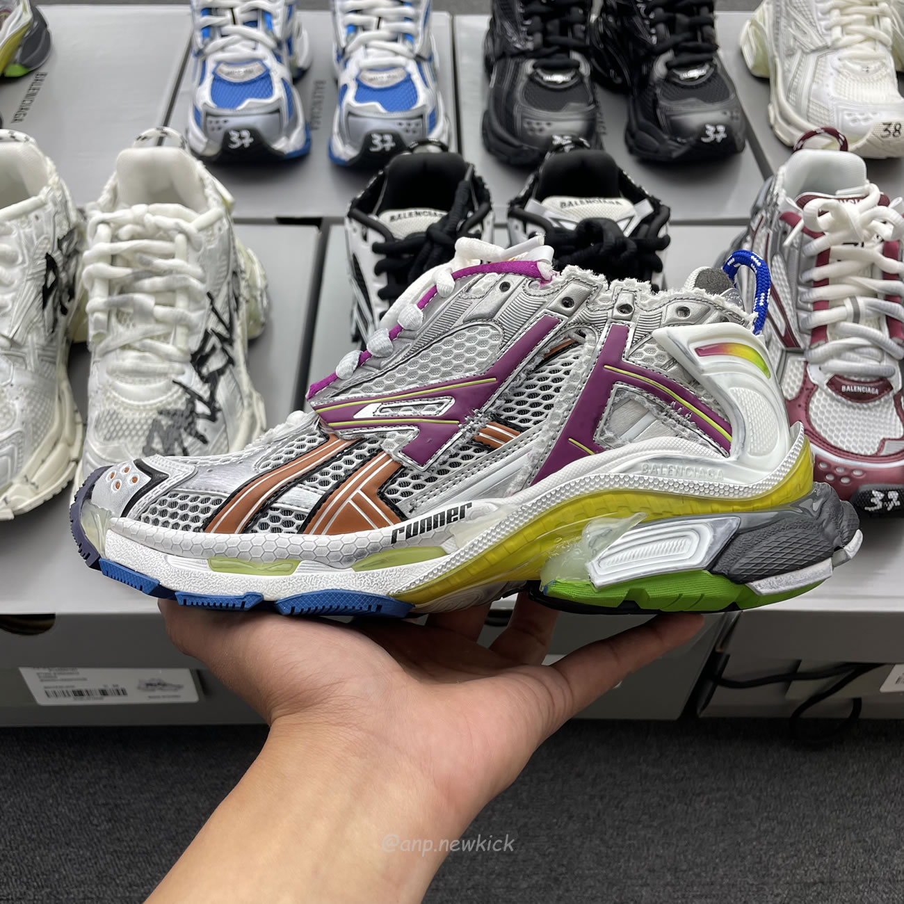 Balenciaga Runner White Grey Silver Black Blue Multicolor Burgundy (11) - newkick.app